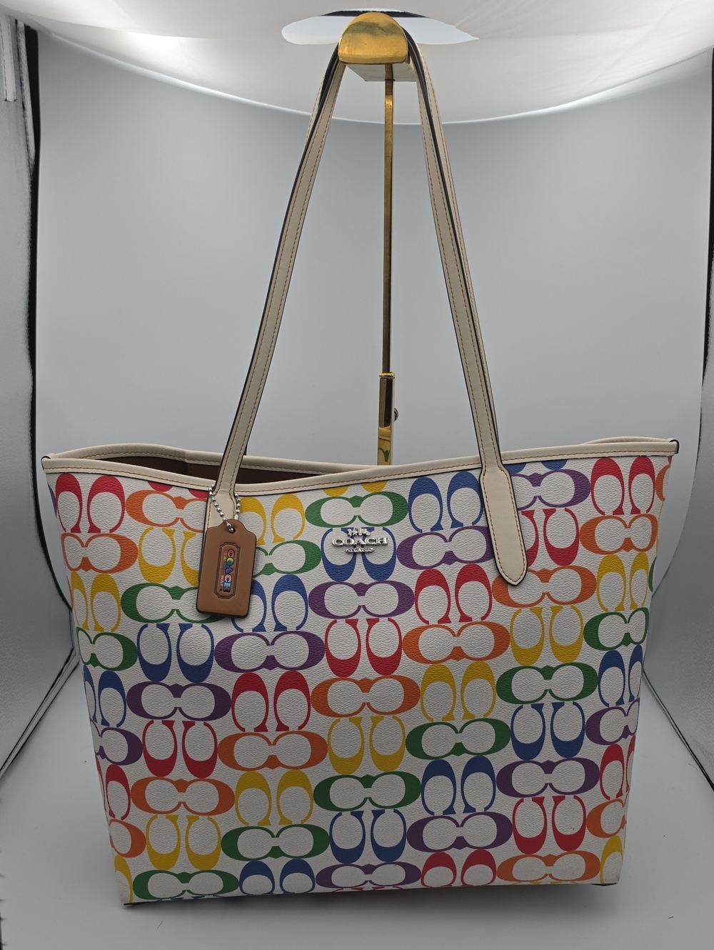Coach Pride White Rainbow Signature Mono Large Limited Edition Tote (EUC)✨️🌈✨️